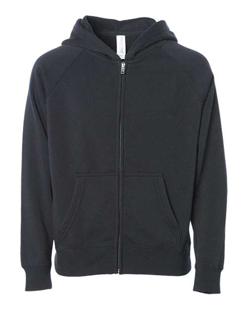 Toddler Lightweight Special Blend Raglan Zip Hood - Black Front