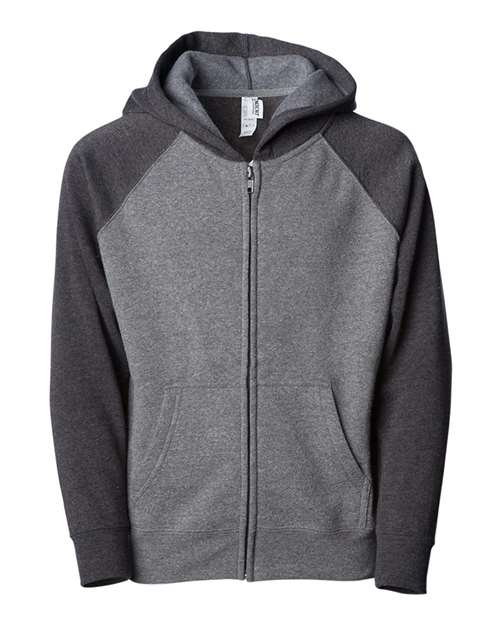 Toddler Lightweight Special Blend Raglan Zip Hood - Nickel/ Carbon Front