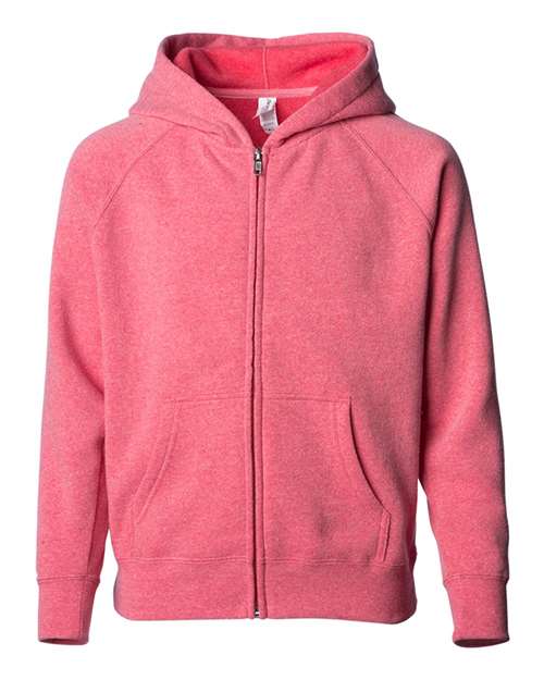 Toddler Lightweight Special Blend Raglan Zip Hood - Pomegranate Front