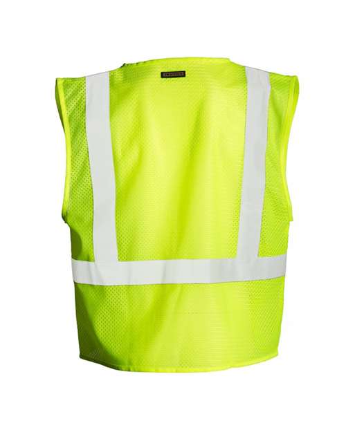 Unisex 4 Pocket Hook-and-Loop Mesh Vest - Lime Back