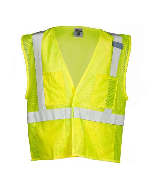 Unisex 4 Pocket Hook-and-Loop Mesh Vest - Lime Front