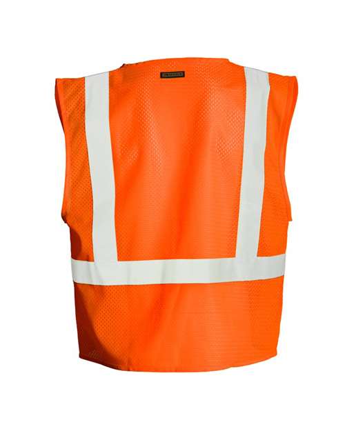 Unisex 4 Pocket Hook-and-Loop Mesh Vest - Orange Back