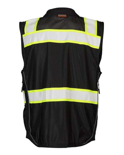 Unisex EV Series® Enhanced Visibility Professional Utility Vest - Black/ Lime Back