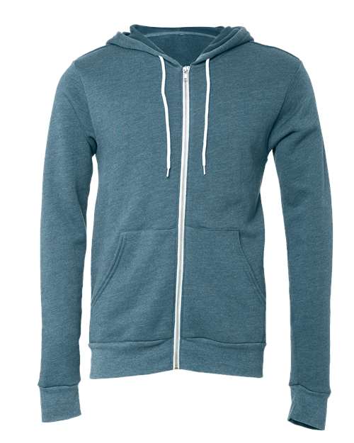 Unisex Sponge Fleece Full-Zip Hoodie Sweatshirt - Heather Deep Teal Front