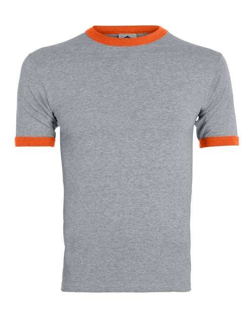 Unisex 50/50 Ringer T-Shirt - Athletic Heather/ Orange Front