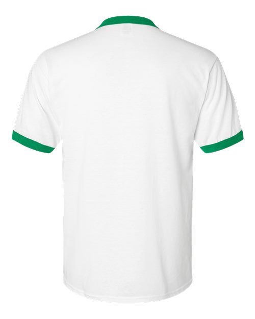 Unisex 50/50 Ringer T-Shirt - White/ Kelly Back