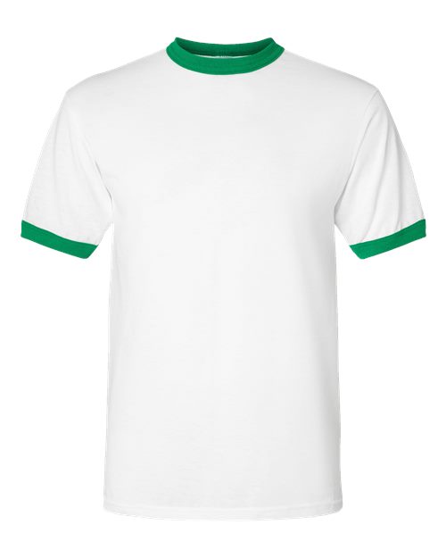 Unisex 50/50 Ringer T-Shirt - White/ Kelly Front