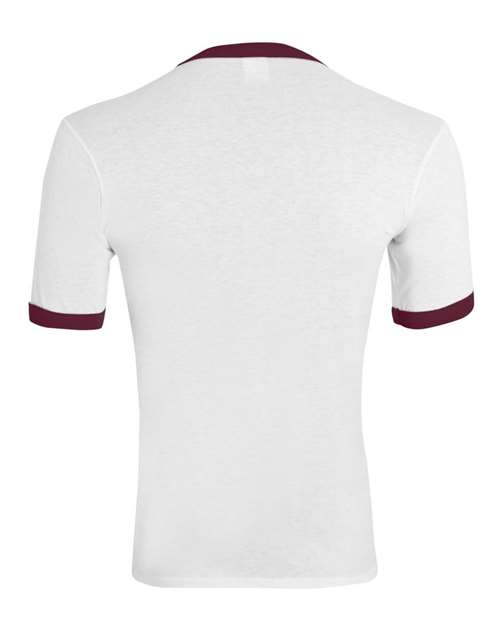 Unisex 50/50 Ringer T-Shirt - White/ Maroon Back