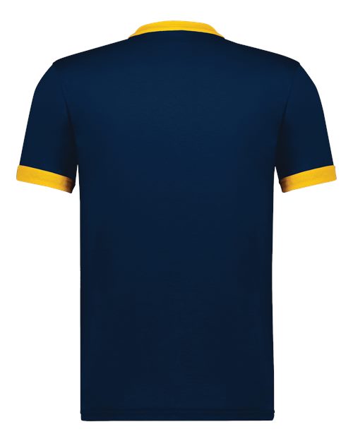 Unisex 50/50 Ringer T-Shirt - Navy/ Gold Back