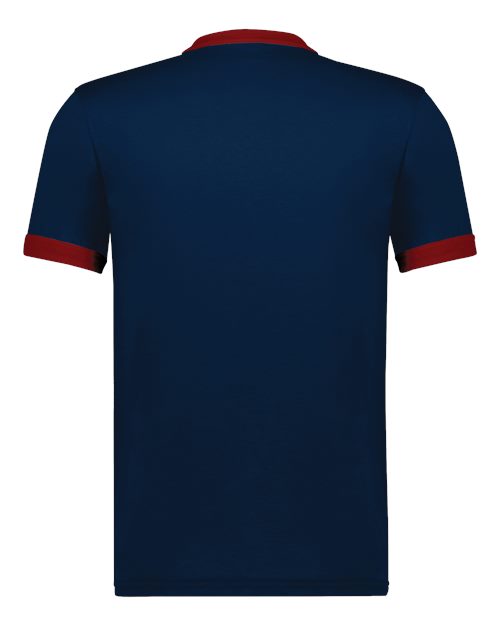 Unisex 50/50 Ringer T-Shirt - Navy/ Red Back