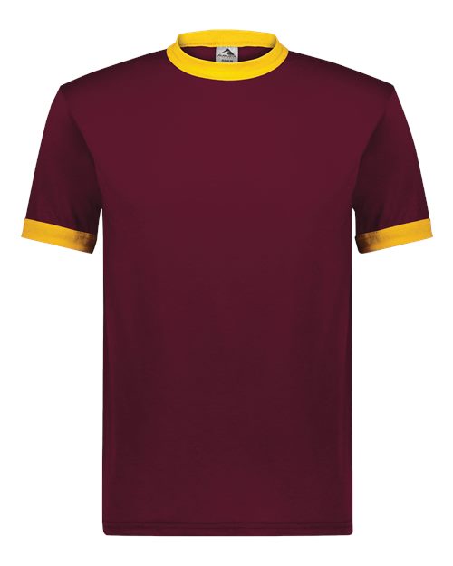 Unisex 50/50 Ringer T-Shirt - Maroon/ Gold Front