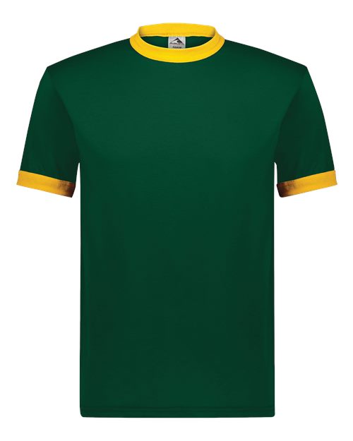 Unisex 50/50 Ringer T-Shirt - Dark Green/ Gold Front