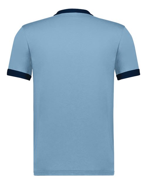 Unisex 50/50 Ringer T-Shirt - Light Blue/ Navy Back
