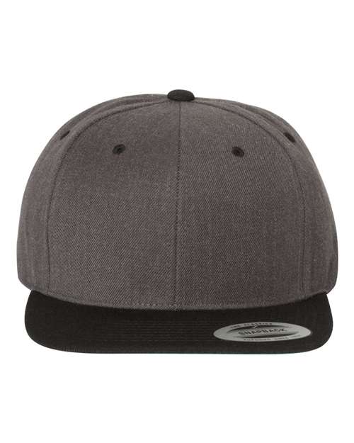 YP Classics Premium Flat Bill Snapback Cap - Dark Heather/ Black Front
