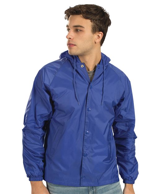 Unisex Hooded Coach's Jacket - Dark Green Front