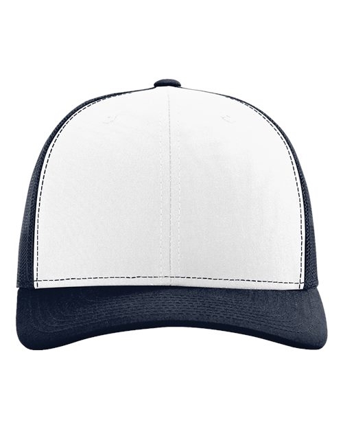 Snapback Trucker Cap - White/ Navy Front