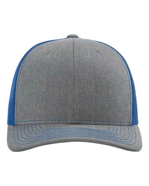 Snapback Trucker Cap - Heather Grey/ Royal Front
