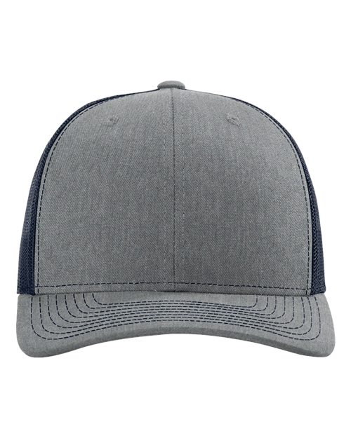 Snapback Trucker Cap - Heather Grey/ Navy Front