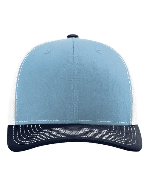 Snapback Trucker Cap - Columbia Blue/ White/ Navy Front