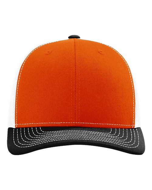 Snapback Trucker Cap - Orange/ White/ Black Front