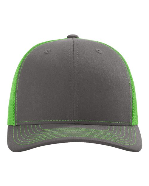 Snapback Trucker Cap - Charcoal/ Neon Green Front