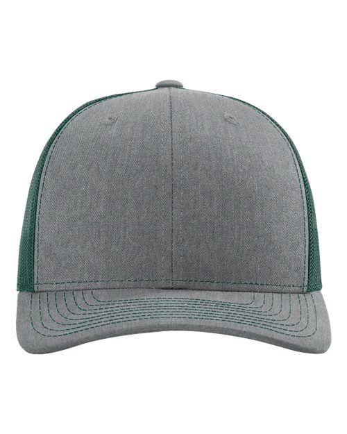 Snapback Trucker Cap - Heather Grey/ Dark Green Front