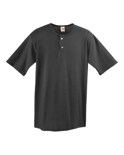 Men's Two-Button Baseball Jersey - Black Front