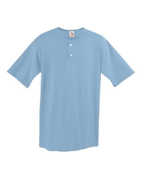 Men's Two-Button Baseball Jersey - Light Blue Front