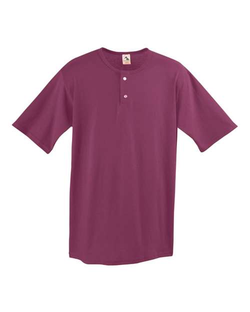 Men's Two-Button Baseball Jersey - Maroon Front