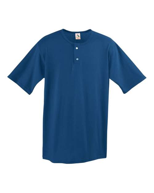 Men's Two-Button Baseball Jersey - Navy Front