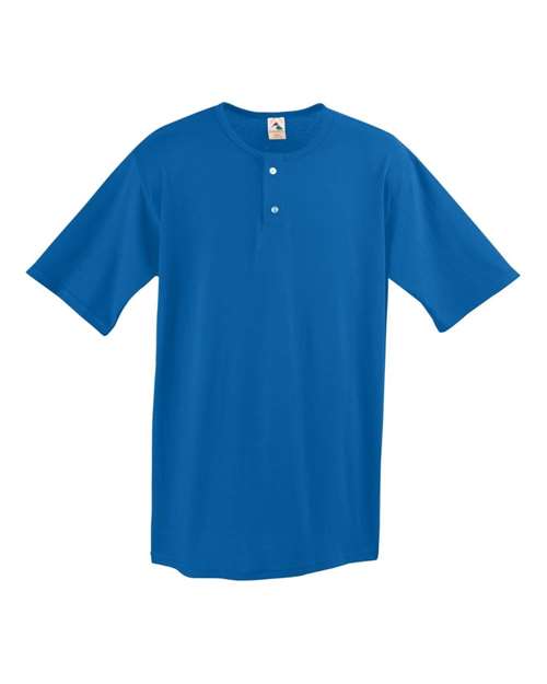 Men's Two-Button Baseball Jersey - Royal Front