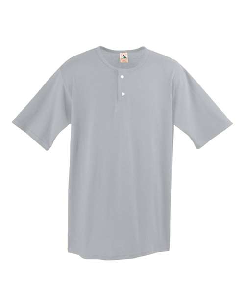 Men's Two-Button Baseball Jersey - Silver Grey Front