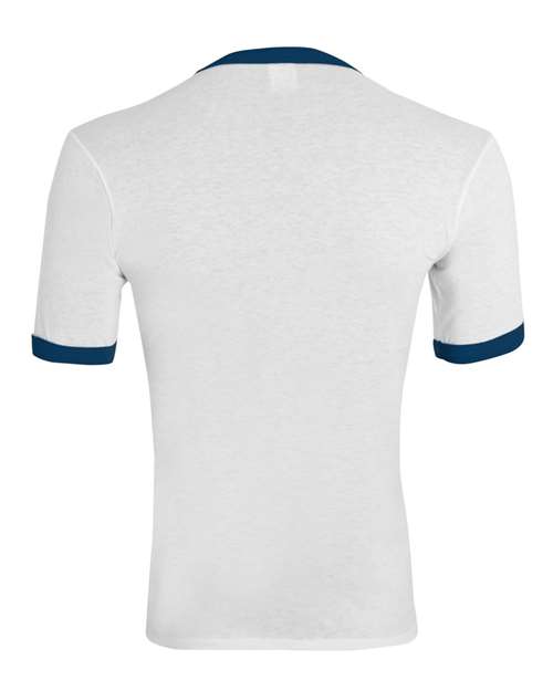 Youth Ringer T-Shirt - White/ Navy Back