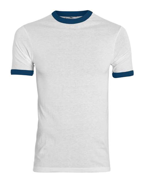 Youth Ringer T-Shirt - White/ Navy Front