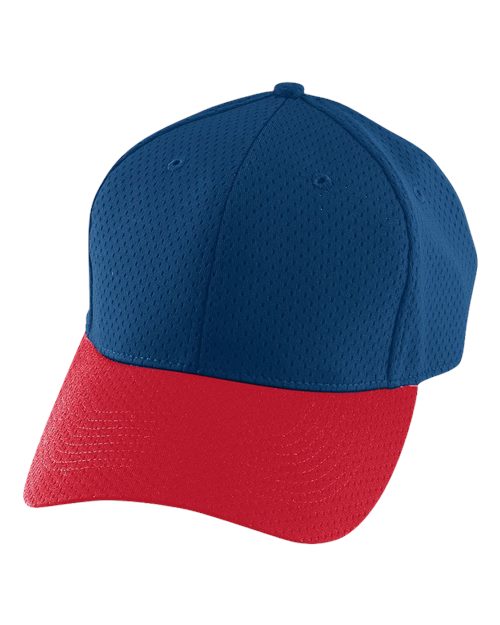 Augusta Sportswear Youth Athletic Mesh Cap - Navy/ Red Front