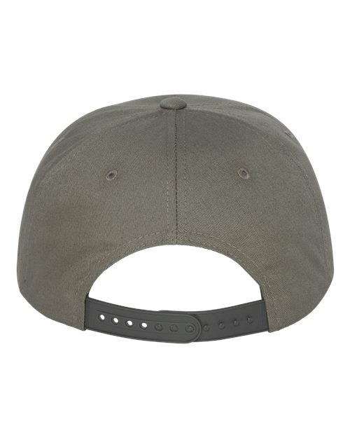 Five-Panel Cotton Twill Snapback Cap - Dark Grey Back