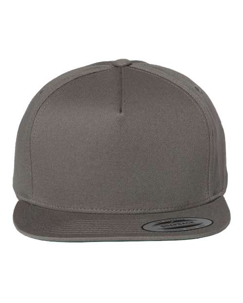 Five-Panel Cotton Twill Snapback Cap - Dark Grey Front