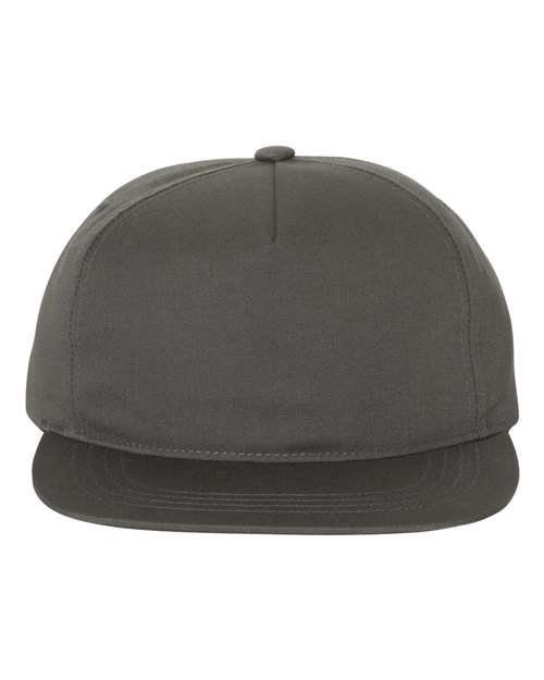 Lightly-Structured Five-Panel Snapback Cap - Charcoal Front
