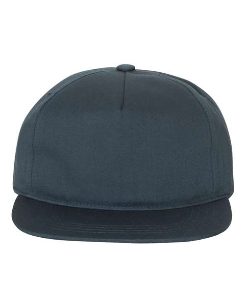 Lightly-Structured Five-Panel Snapback Cap - Navy Front