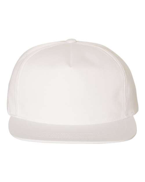 Lightly-Structured Five-Panel Snapback Cap - White Front
