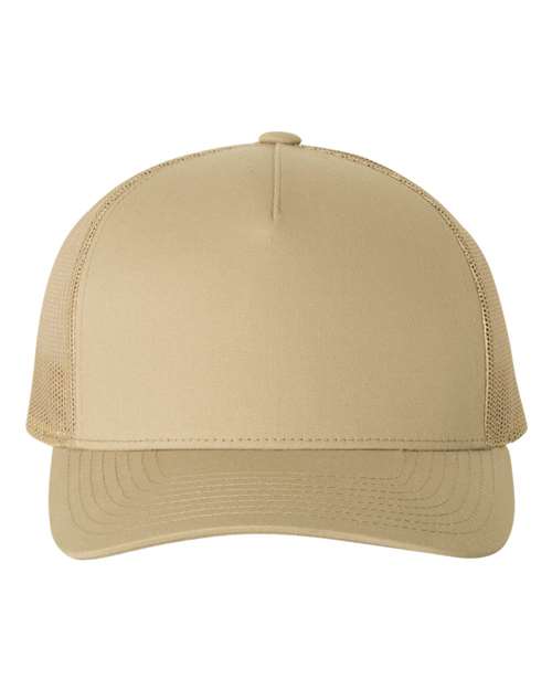 YP Classics Five-Panel Retro Trucker Cap - Khaki Front