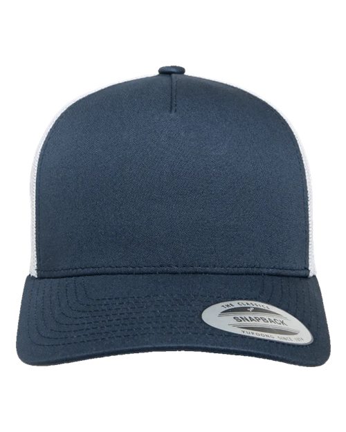 YP Classics Five-Panel Retro Trucker Cap - Navy/ White Front