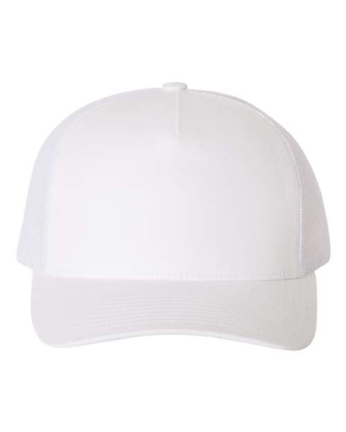 YP Classics Five-Panel Retro Trucker Cap - White Front