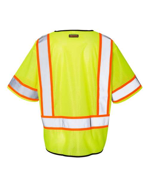 Unisex Class 3 Mesh Zippered Vest - Lime Back