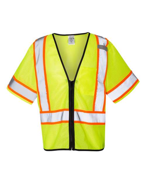Unisex Class 3 Mesh Zippered Vest - Lime Front