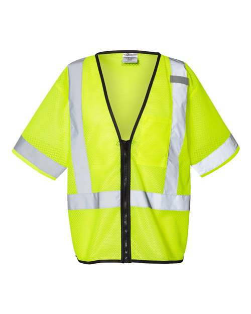 Unisex Economy Single Pocket Zipper Vest - Lime Front