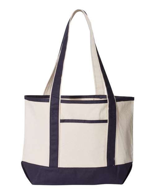 20L Small Deluxe Tote - Natural/ Navy Front