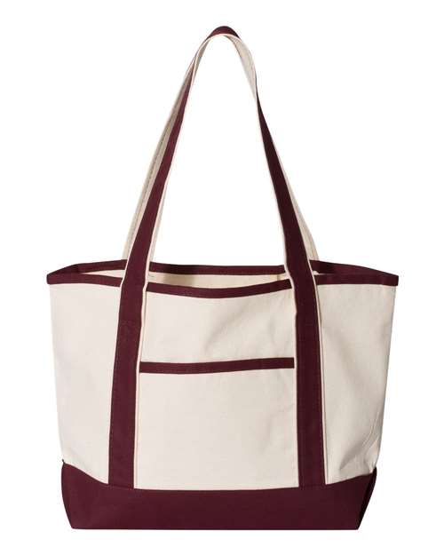20L Small Deluxe Tote - Natural/ Maroon Front