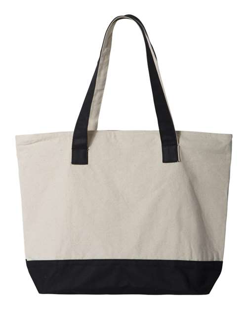 19L Zippered Tote - Natural/ Black Back