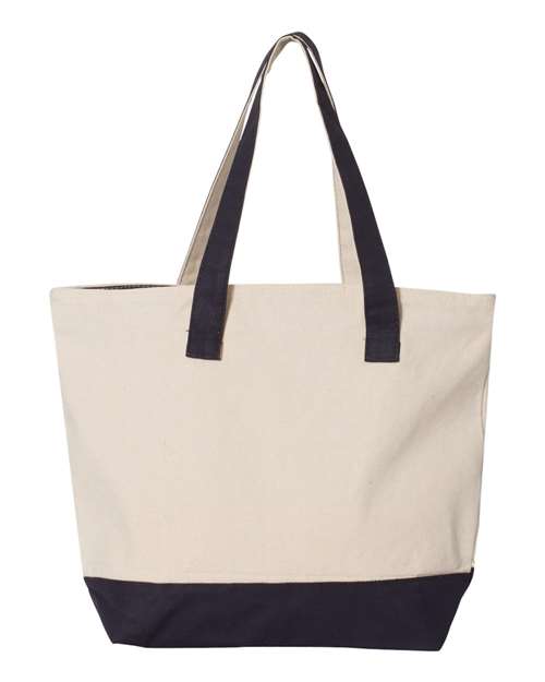 19L Zippered Tote - Natural/ Navy Back